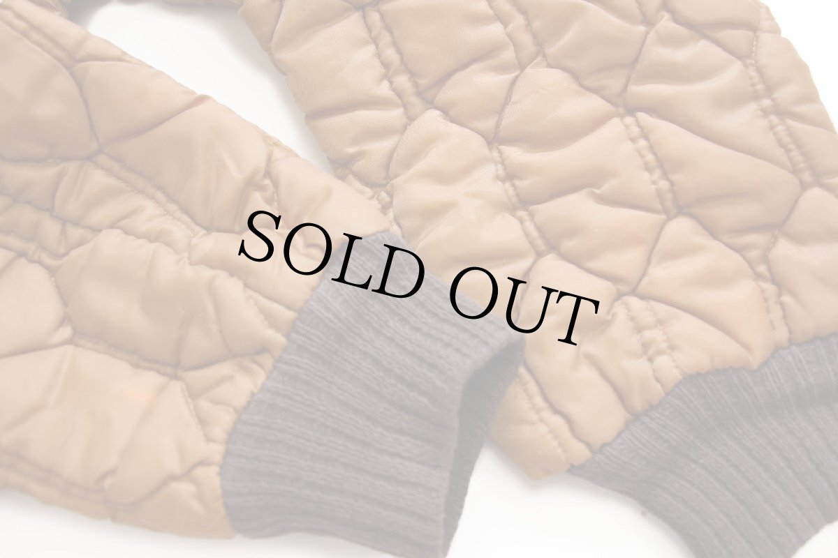 画像9: 60s UNKNOWN サーマルライナー ナイロン キルティングジャケット 茶 (9)