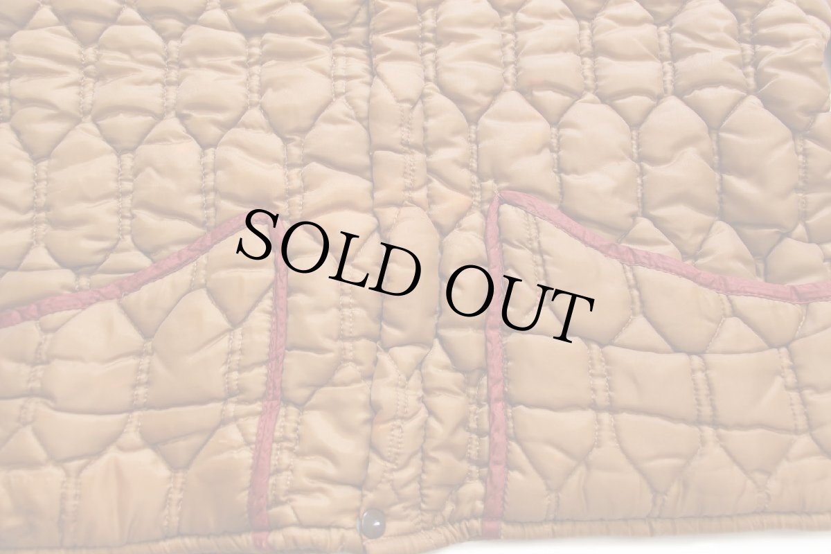 画像7: 60s UNKNOWN サーマルライナー ナイロン キルティングジャケット 茶 (7)