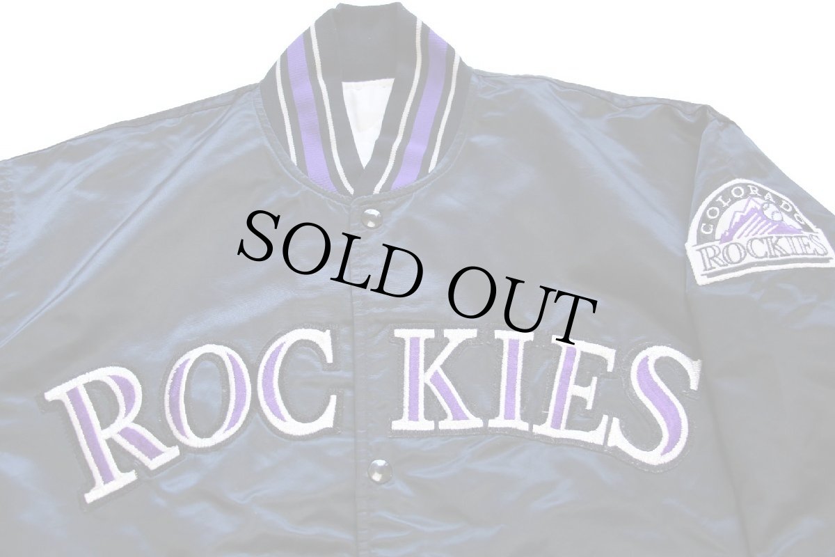 画像3: 90s USA製 STARTERスターター MLB COLORADO ROCKIES キルティングライナー ナイロンスタジャン 黒 XL (3)
