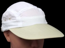 画像1: デッドストック★00s Mental ツートン ナイロン フィッシングキャップ 白×カーキ (1)