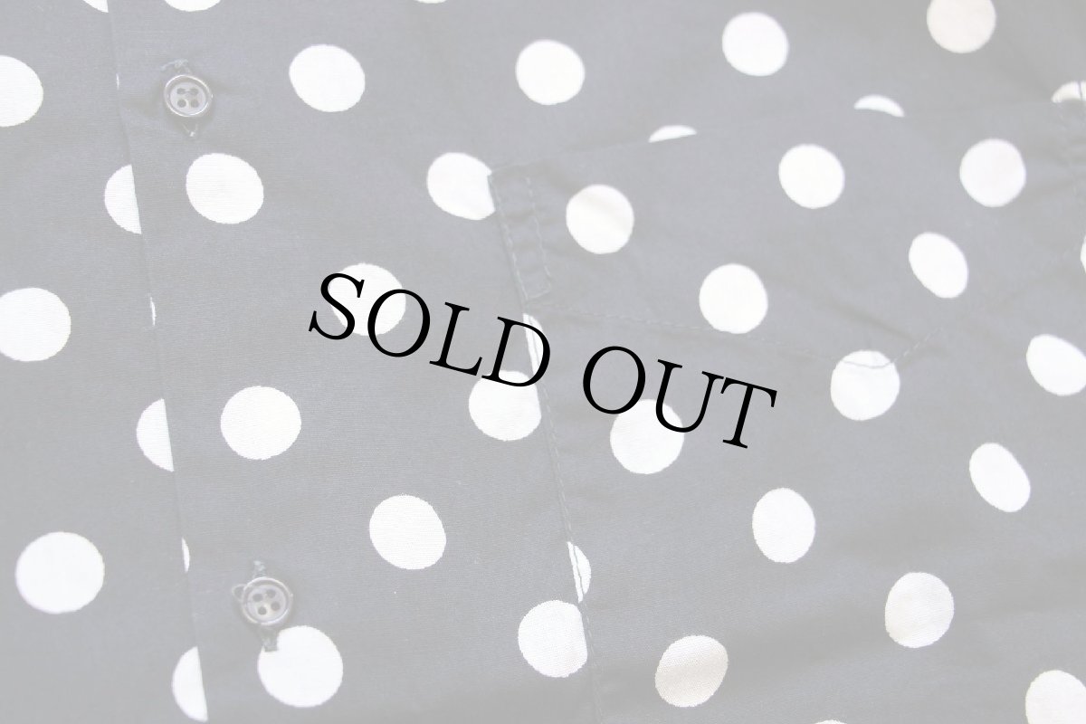 画像5: 90s イタリア製 ALPHABET ドット柄 コットンシャツ 黒×白 M (5)