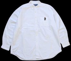 画像1: 90s ラルフローレン BLAKE ポロベア 刺繍 ポケット付き ボタンダウン オックスフォード コットンシャツ 白 XL★特大 (1)
