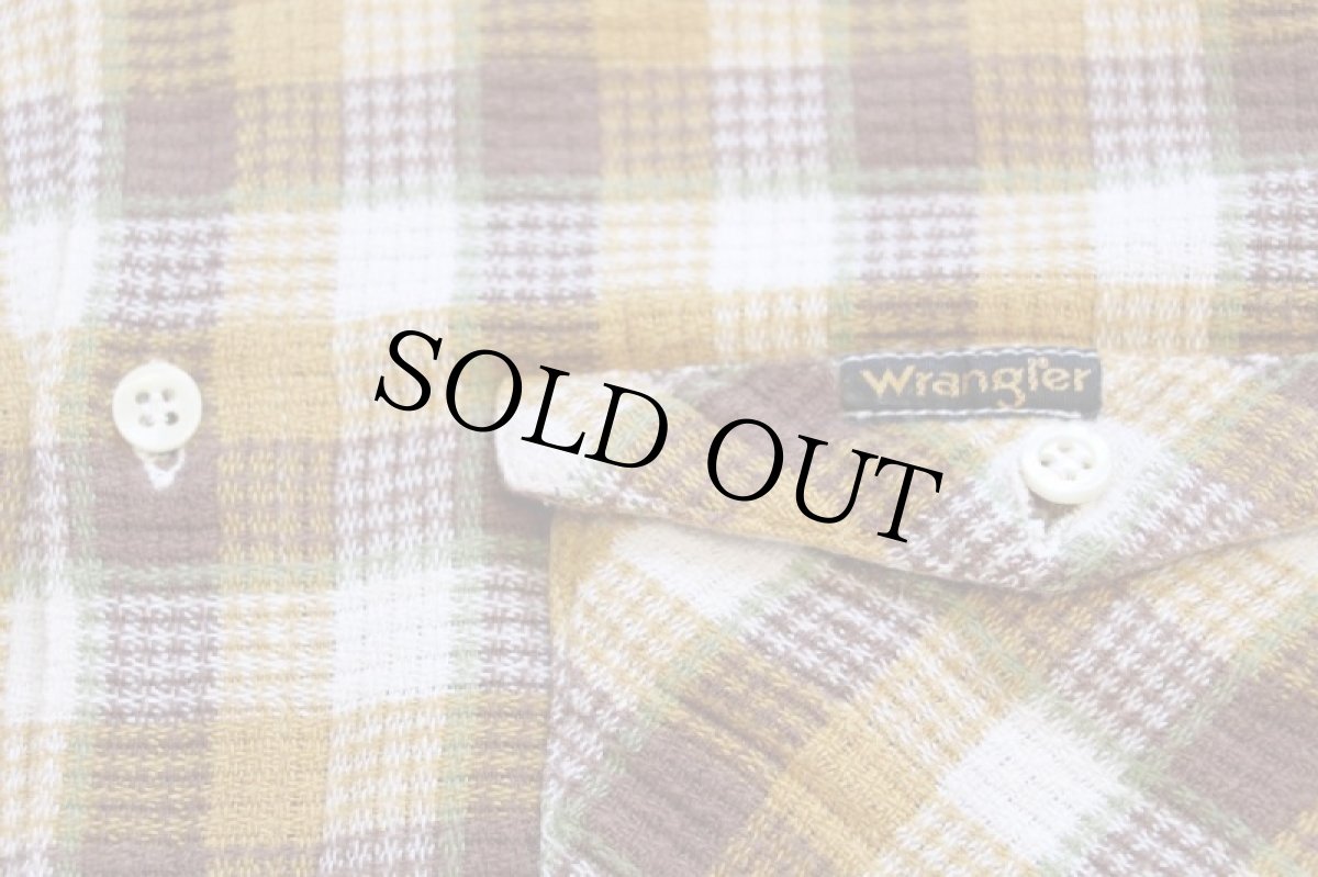 画像5: 80s Wranglerラングラー チェック 織り柄 ボタンダウン コットン フランネルシャツ (5)