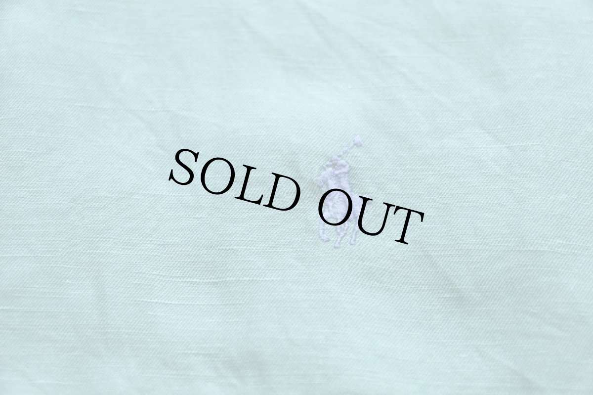 画像5: 90s ラルフローレン BLAKE ワンポイント ボタンダウン シルク×リネンシャツ 薄緑 (5)