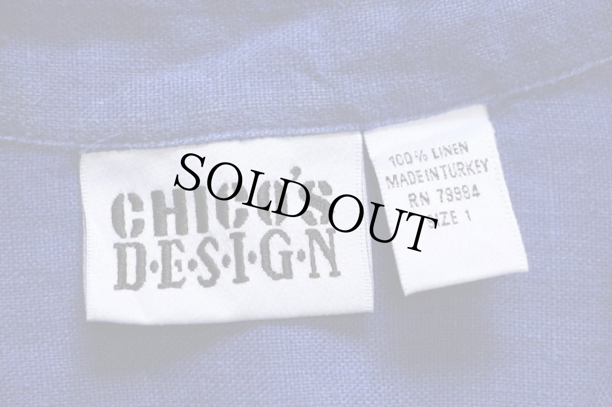 画像4: 90s トルコ製 CHICO'S DESIGN 無地 リネンシャツ ブルー 1 (4)