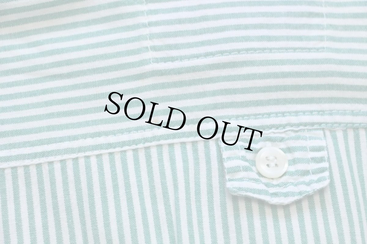 画像6: 90s Levi'sリーバイス ロゴ刺繍 ストライプ ボタンダウン コットンシャツ 緑×白 XL★ユーロ (6)