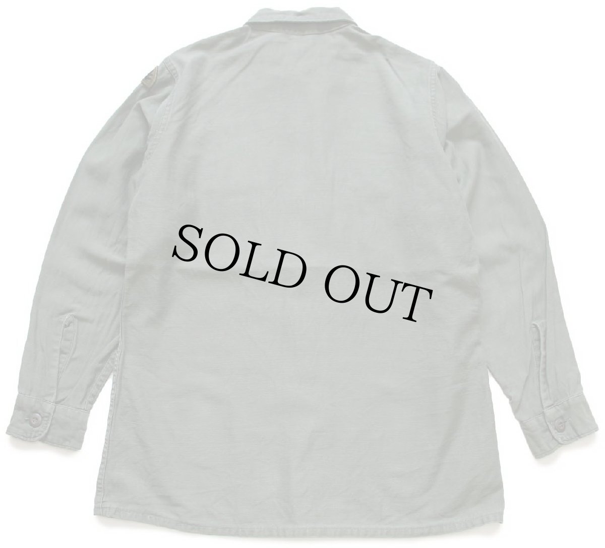 画像2: 60s 米軍 U.S.ARMY パッチ付き コットンサテン ユーティリティシャツ オリーブグリーン 15.5 (2)