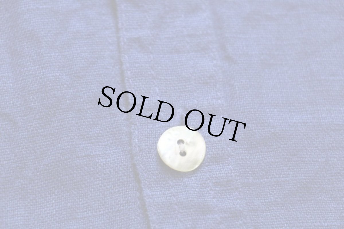 画像5: 90s トルコ製 CHICO'S DESIGN 無地 リネンシャツ ブルー 1 (5)