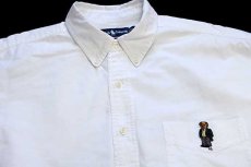 画像3: 90s ラルフローレン BLAKE ポロベア 刺繍 ポケット付き ボタンダウン オックスフォード コットンシャツ 白 XL★特大 (3)