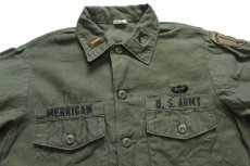 画像3: 60s 米軍 U.S.ARMY パッチ付き コットンサテン ユーティリティシャツ オリーブグリーン 15.5★O (3)