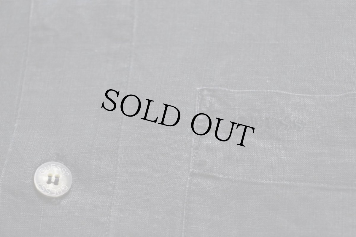 画像5: 90s GUESS ゲス 無地 リネン×コットンシャツ 黒 XL (5)