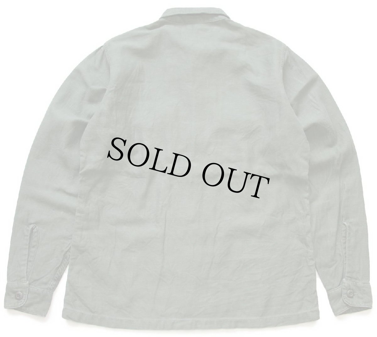 画像2: 70s 米軍 U.S.ARMY パッチ付き コットンサテン ユーティリティシャツ オリーブグリーン 15.5★Q (2)