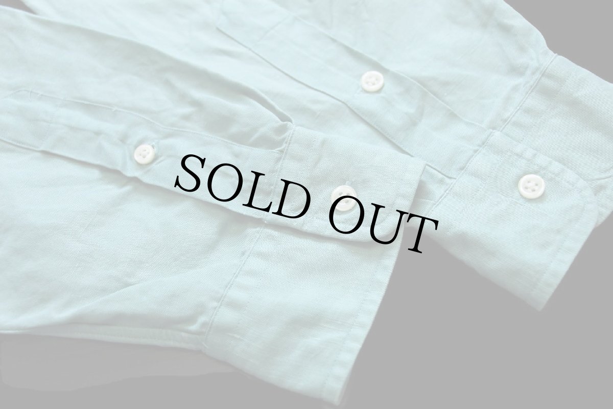 画像6: 90s ラルフローレン BLAKE ワンポイント ボタンダウン シルク×リネンシャツ 薄緑 (6)