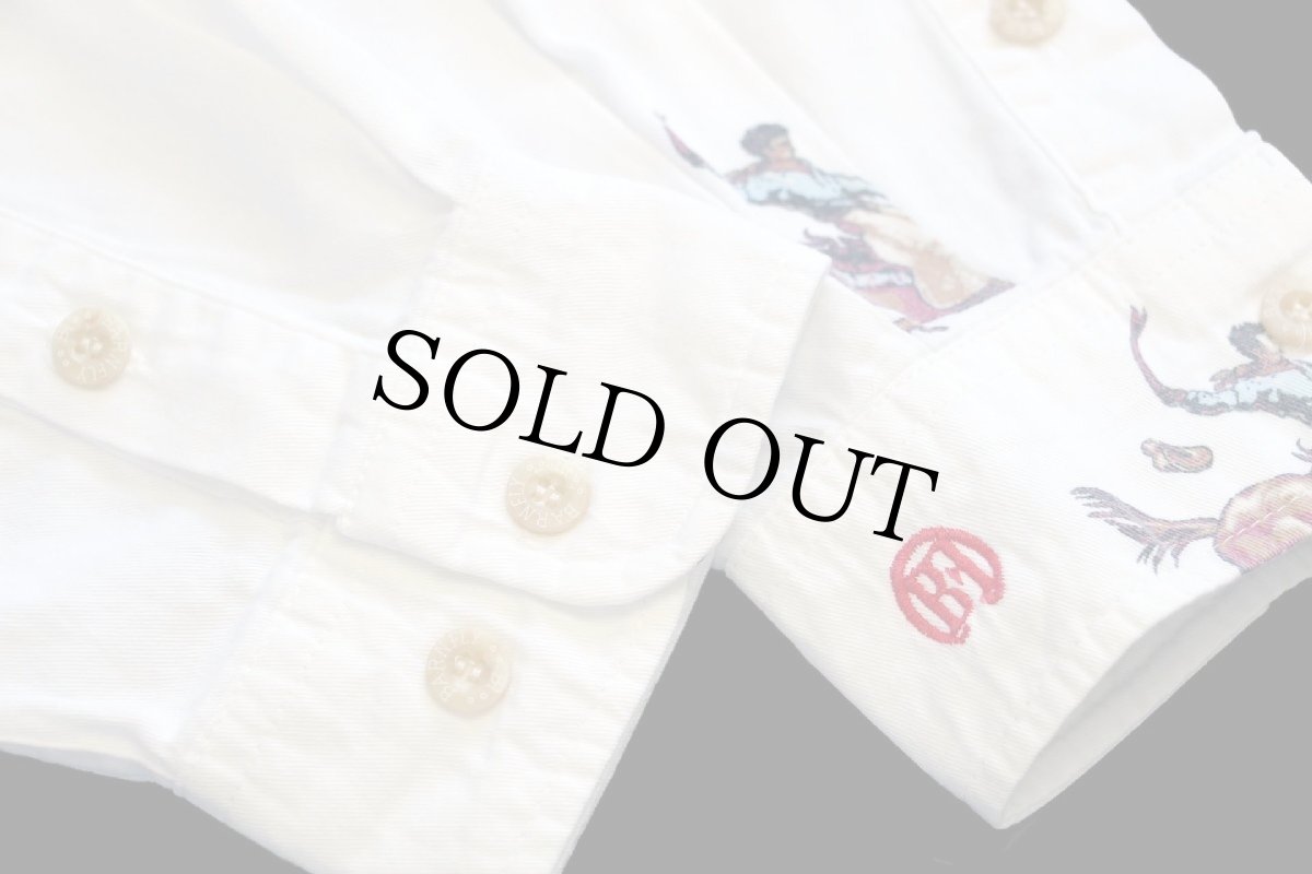 画像6: 90s USA製 BARN FLY ロデオ柄 総柄 ボタンダウン コットンシャツ 白★特大 (6)