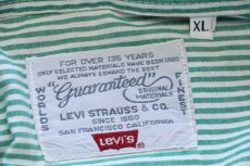 画像4: 90s Levi'sリーバイス ロゴ刺繍 ストライプ ボタンダウン コットンシャツ 緑×白 XL★ユーロ (4)