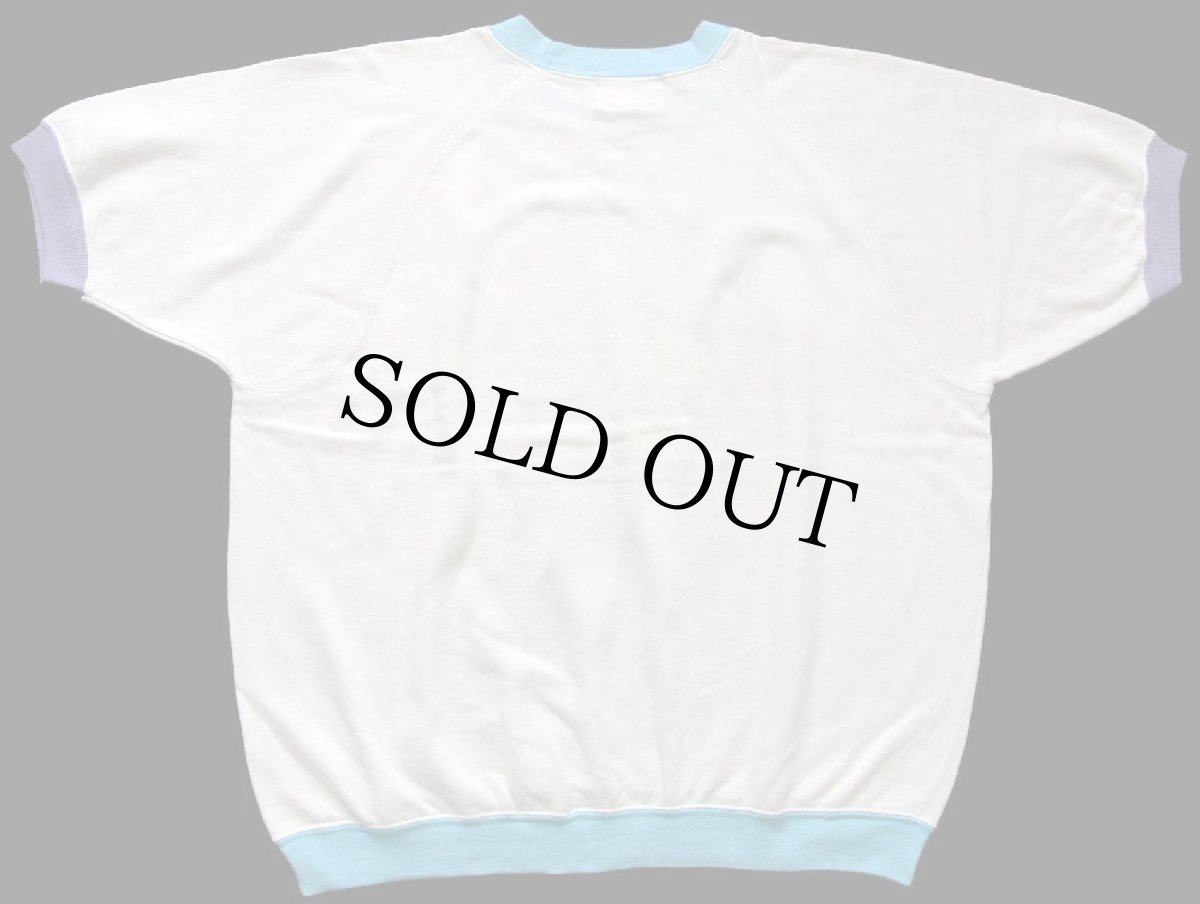 画像2: 80s FIRST LINE COLLECTION NAVY 染み込みプリント 半袖スウェット 白 (2)