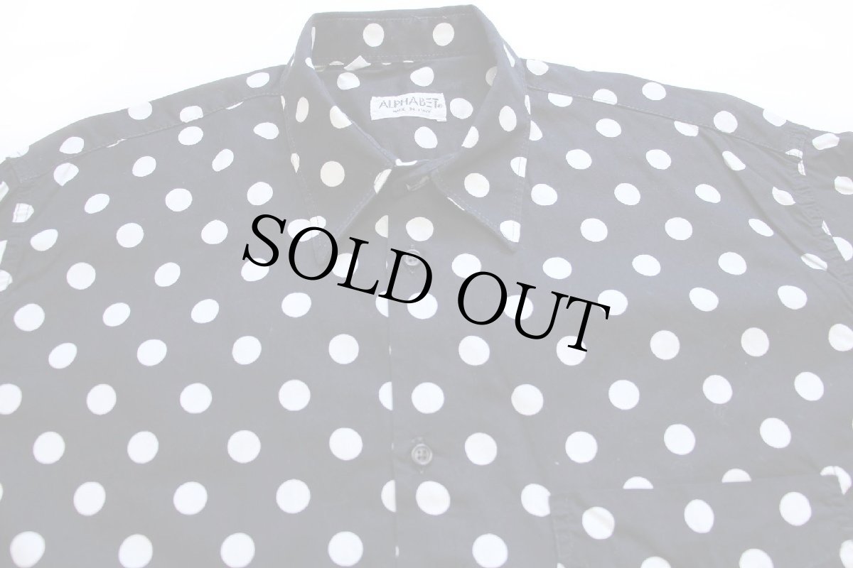 画像3: 90s イタリア製 ALPHABET ドット柄 コットンシャツ 黒×白 M (3)