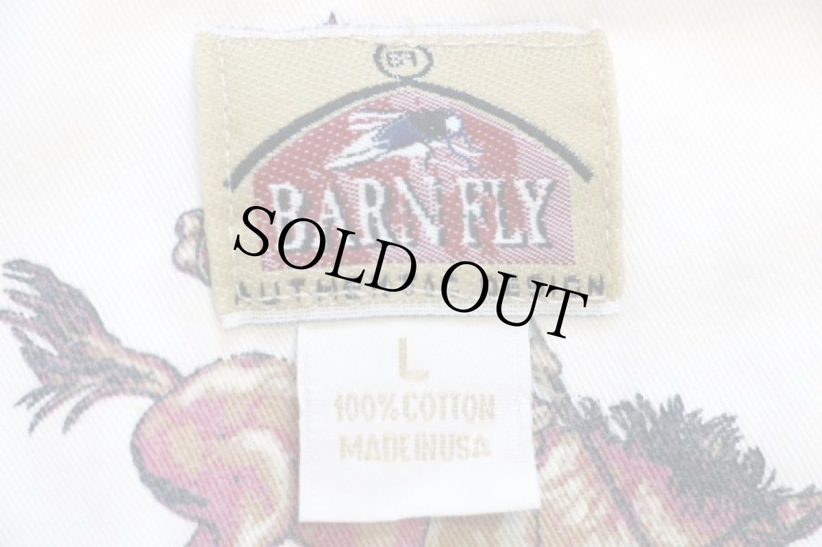 画像4: 90s USA製 BARN FLY ロデオ柄 総柄 ボタンダウン コットンシャツ 白★特大 (4)