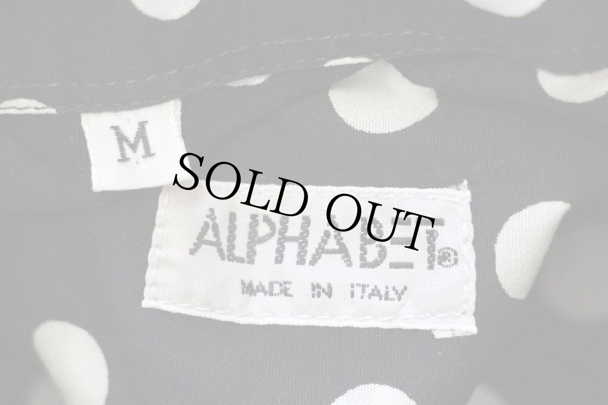 画像4: 90s イタリア製 ALPHABET ドット柄 コットンシャツ 黒×白 M (4)