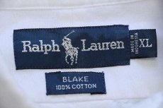 画像4: 90s ラルフローレン BLAKE ポロベア 刺繍 ポケット付き ボタンダウン オックスフォード コットンシャツ 白 XL★特大 (4)