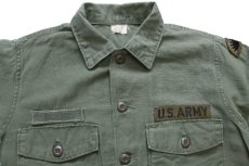 画像3: 60s 米軍 U.S.ARMY パッチ付き コットンサテン ユーティリティシャツ オリーブグリーン 15.5 (3)
