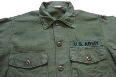 画像3: 70s 米軍 U.S.ARMY パッチ付き コットンサテン ユーティリティシャツ オリーブグリーン 15.5★Q (3)