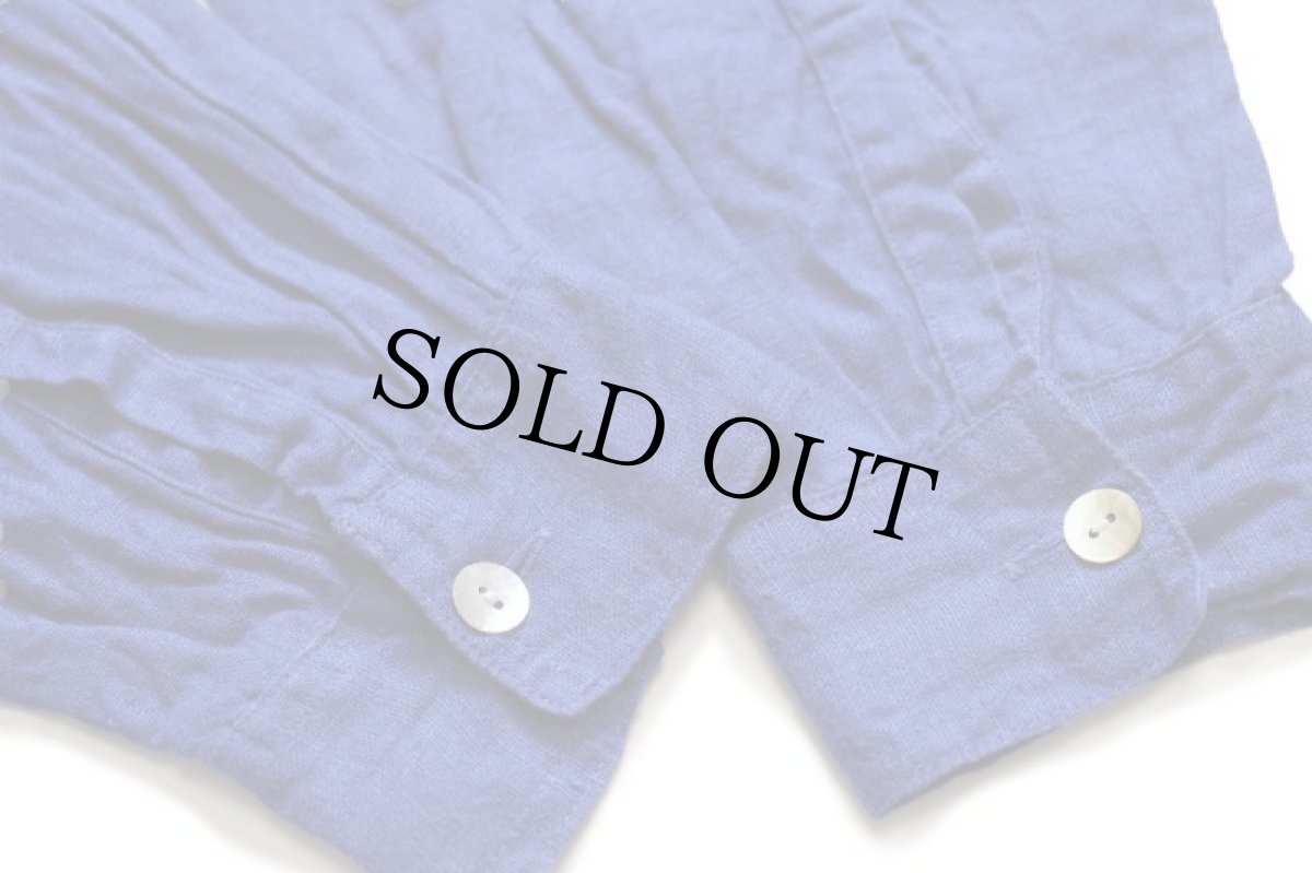 画像6: 90s トルコ製 CHICO'S DESIGN 無地 リネンシャツ ブルー 1 (6)