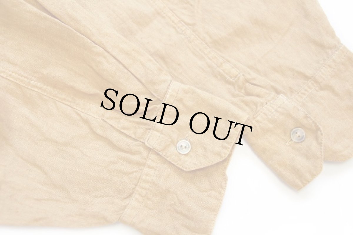 画像6: FLAX&CO 無地 リネンシャツ 黄土色★特大 (6)
