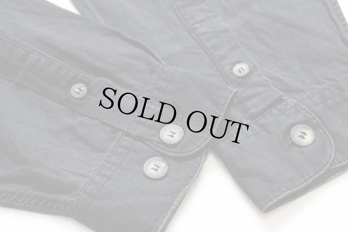 画像6: 90s GUESS ゲス 無地 リネン×コットンシャツ 黒 XL (6)