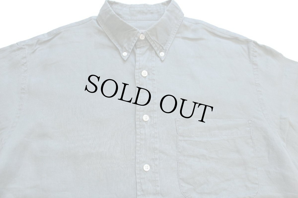 画像3: 90s AKA EddieBauerエディーバウアー 無地 ボタンダウン リネンシャツ グリーン (3)