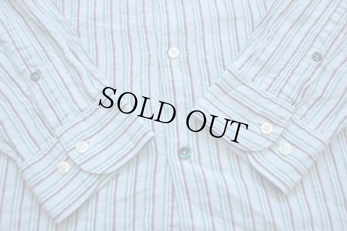 画像6: 90s LACOSTEラコステ マルチストライプ ボタンダウン リネン×コットンシャツ 42 (6)