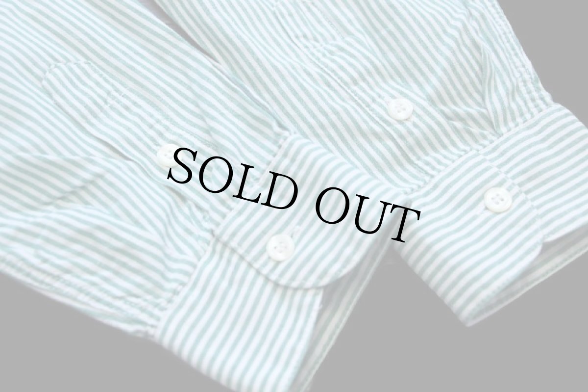 画像7: 90s Levi'sリーバイス ロゴ刺繍 ストライプ ボタンダウン コットンシャツ 緑×白 XL★ユーロ (7)