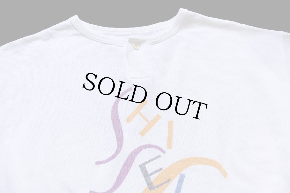 画像3: 80s SHISEIDO アート ヘンリーネック 半袖スウェット 白★資生堂 (3)