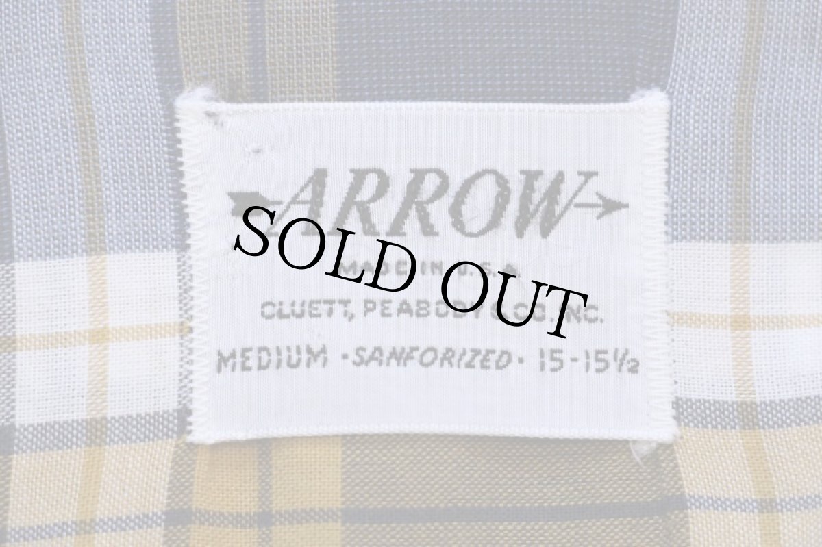 画像4: 60s USA製 ARROW チェック コットン オープンカラーシャツ M (4)