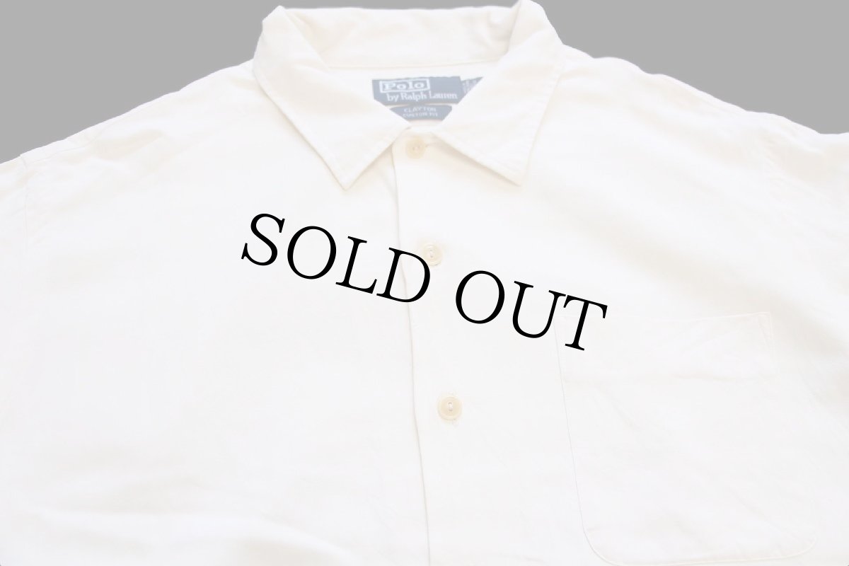 画像3: 90s ポロ ラルフローレン CLAYTON 無地 レーヨンシャツ アイボリー XL (3)
