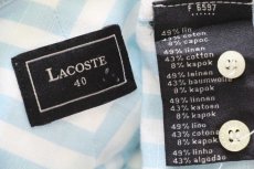 画像4: LACOSTEラコステ ストライプ ロゴ刺繍 三点留め ボタンダウン リネン×コットン×カポック シャツ 水色×白 40 (4)