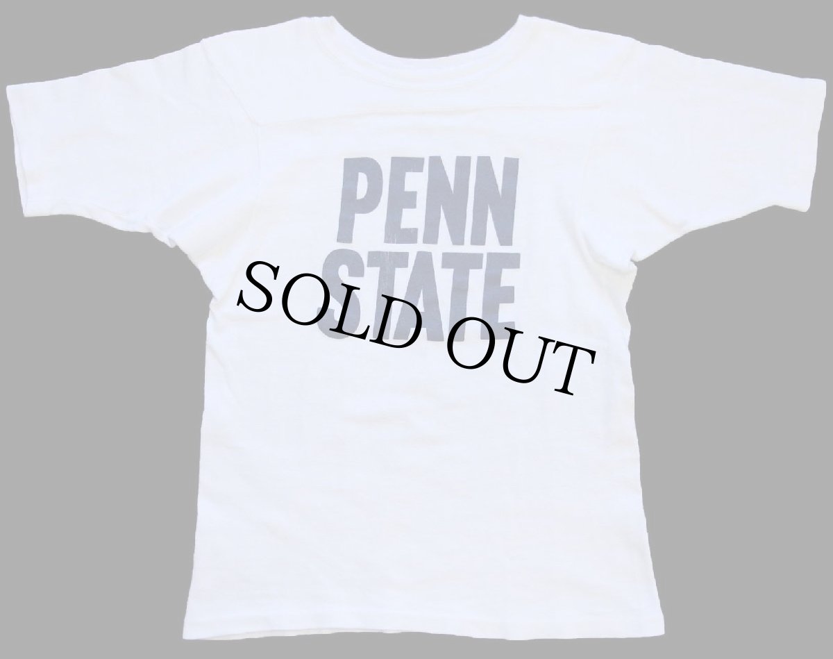 画像1: 70s USA製 Healthknit PENN STATE コットン フットボールTシャツ 白 S (1)