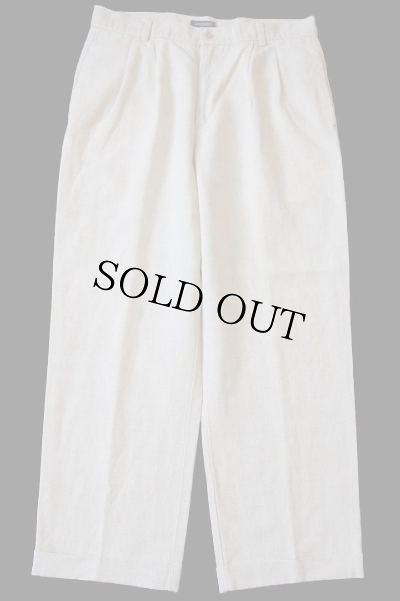 画像2: 00s DOCKERSドッカーズ ツータック スラックス リネン×コットンパンツ ベージュ w34 L30★Levi'sリーバイス (2)