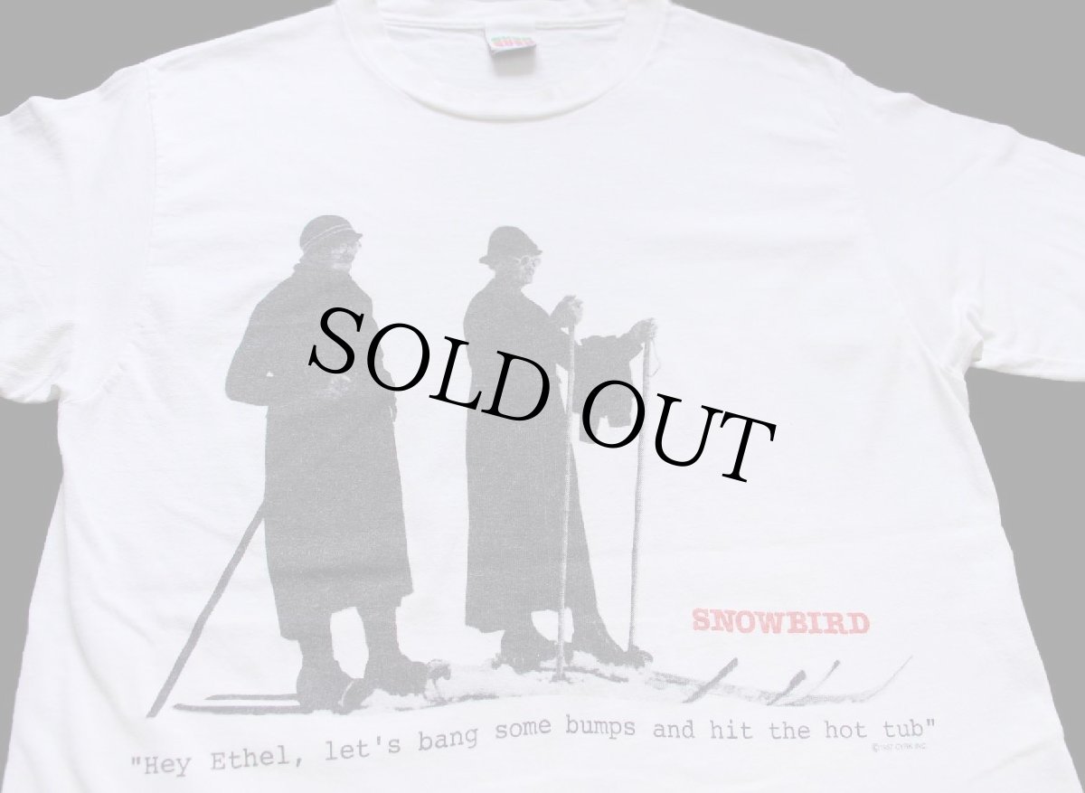 画像3: 80s USA製 SNOWBIRD Hey Ethel, let’s bang some bumps and hit the hot tub コットン 長袖Tシャツ 白 (3)