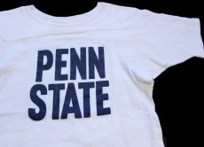 画像1: 70s USA製 Healthknit PENN STATE コットン フットボールTシャツ 白 S (1)