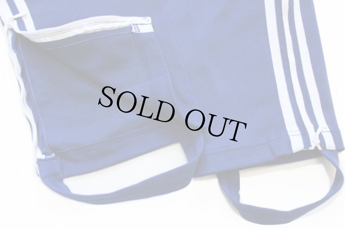 画像13: 80s 西ドイツ製 adidasアディダス ハイネック 無地 トラックジャケット&パンツ セットアップ 紺×白 8★ジャージ (13)