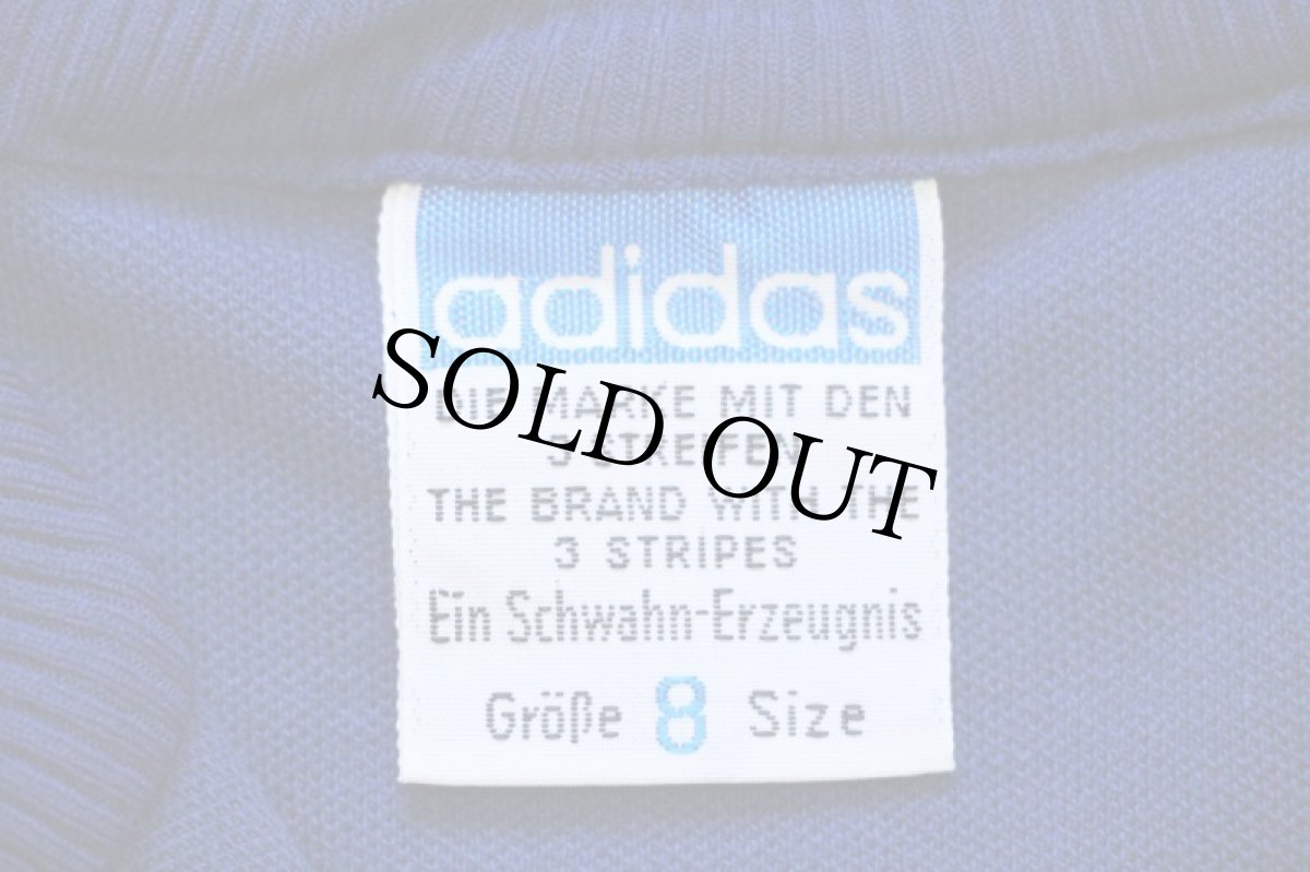 画像5: 80s 西ドイツ製 adidasアディダス ハイネック 無地 トラックジャケット&パンツ セットアップ 紺×白 8★ジャージ (5)