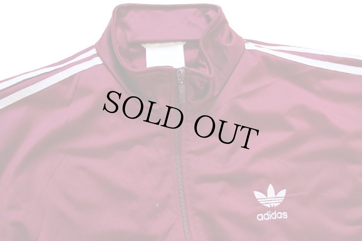 画像3: 90s adidasアディダス トレフォイル ロゴ刺繍 トラックジャケット バーガンディ×白 M★ジャージ (3)