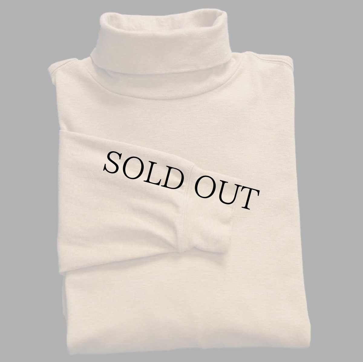 画像1: LANDS'ENDランズエンド 無地 タートルネック コットン 長袖Tシャツ ライトブラウン XL (1)