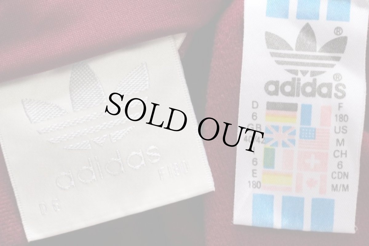 画像4: 90s adidasアディダス トレフォイル ロゴ刺繍 トラックジャケット バーガンディ×白 M★ジャージ (4)