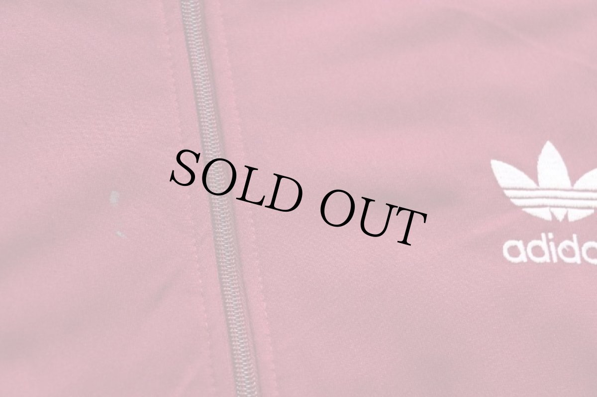 画像5: 90s adidasアディダス トレフォイル ロゴ刺繍 トラックジャケット バーガンディ×白 M★ジャージ (5)