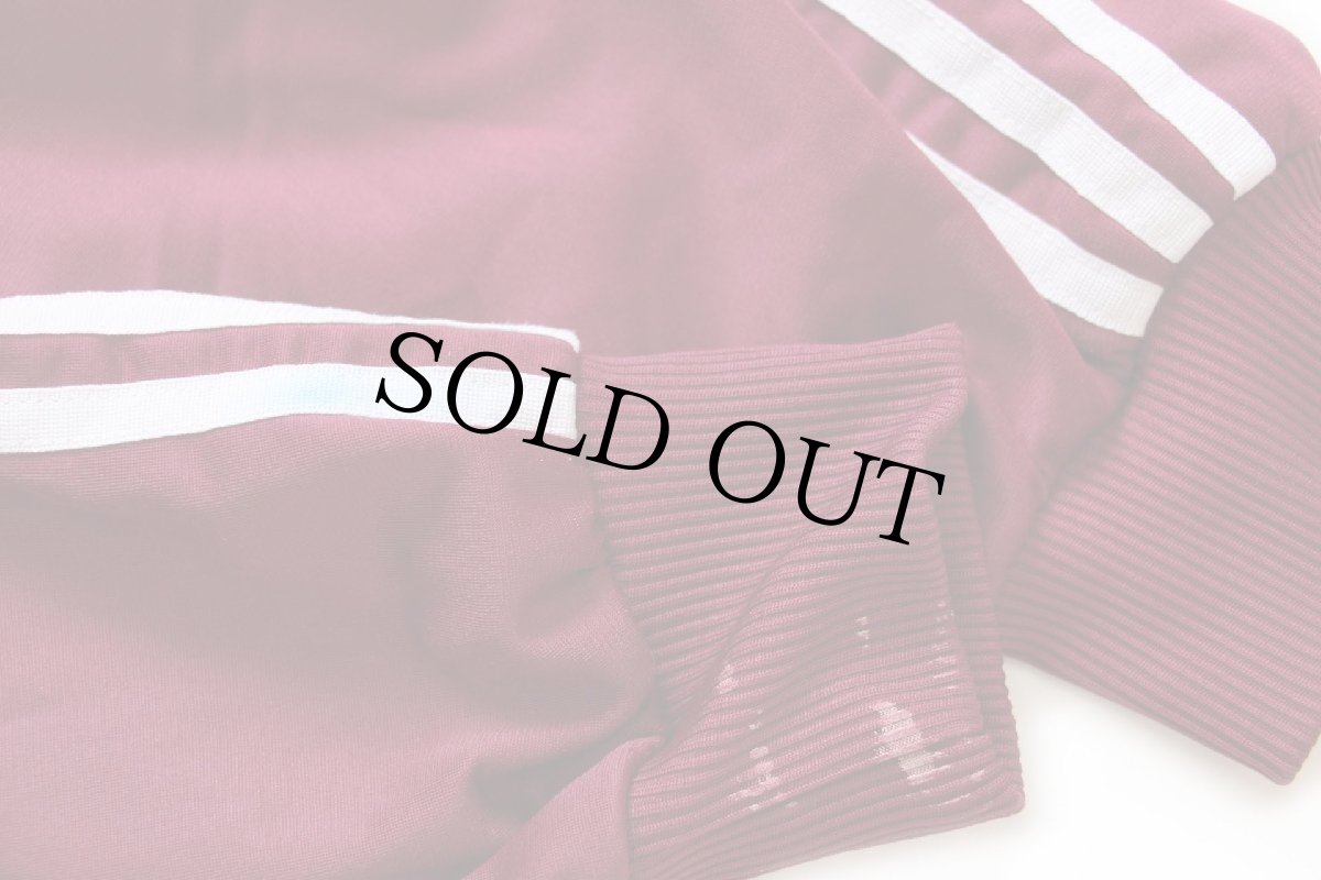 画像6: 90s adidasアディダス トレフォイル ロゴ刺繍 トラックジャケット バーガンディ×白 M★ジャージ (6)