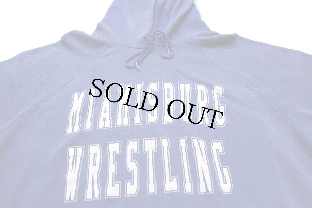 画像3: 80s USA製 Leeリー MIAMISBURG WRESTLING ひび割れプリント スウェットパーカー 青 XL★フーディー (3)