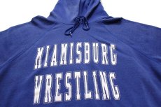 画像3: 80s USA製 Leeリー MIAMISBURG WRESTLING ひび割れプリント スウェットパーカー 青 XL (3)