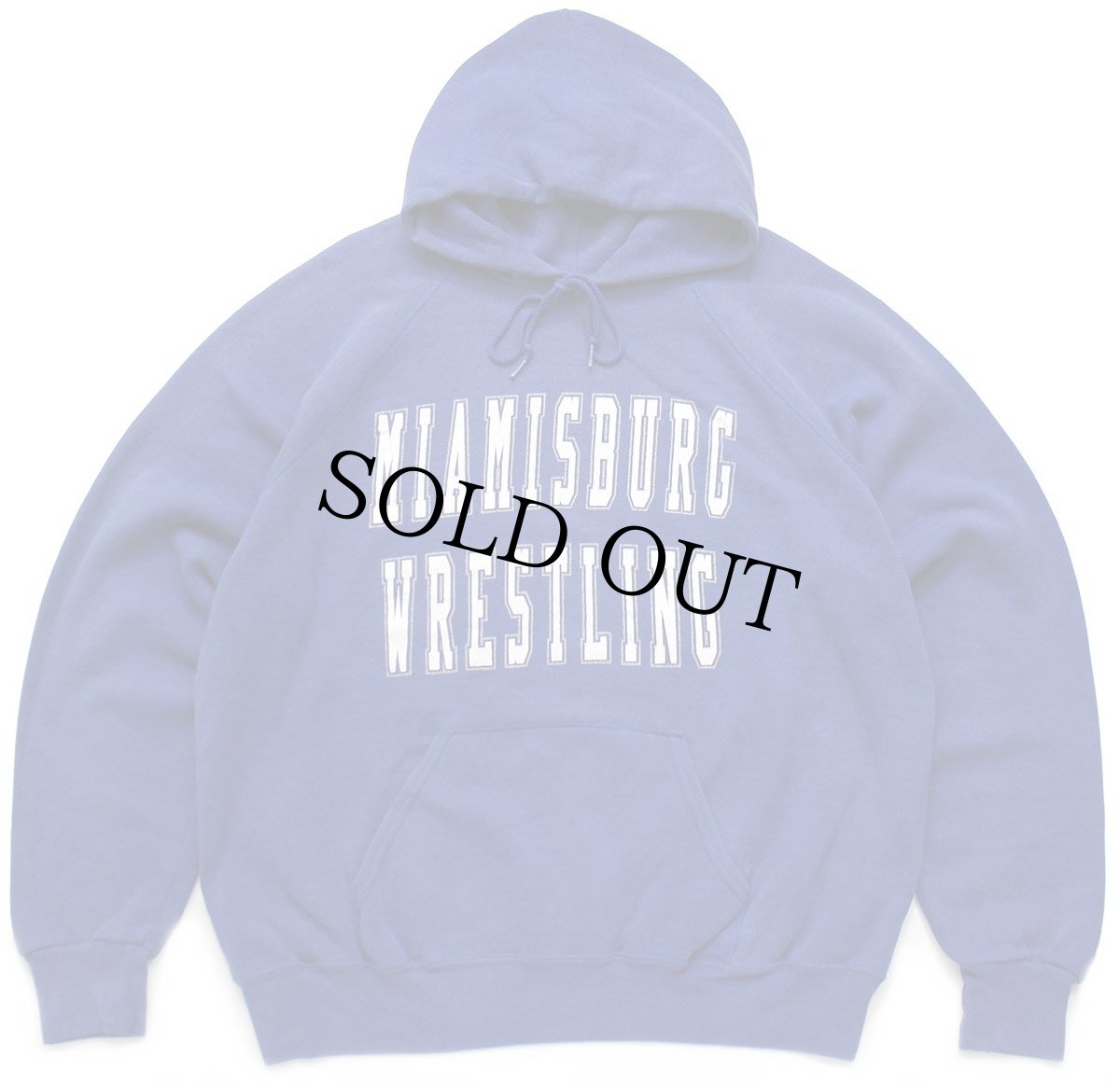 画像1: 80s USA製 Leeリー MIAMISBURG WRESTLING ひび割れプリント スウェットパーカー 青 XL★フーディー (1)